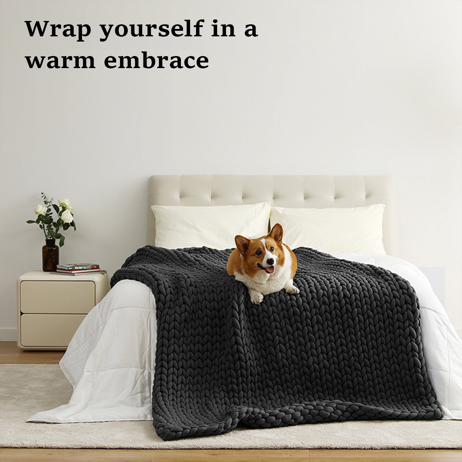 BB BLINBLIN Knitted Weighted Blanket -Dark Grey